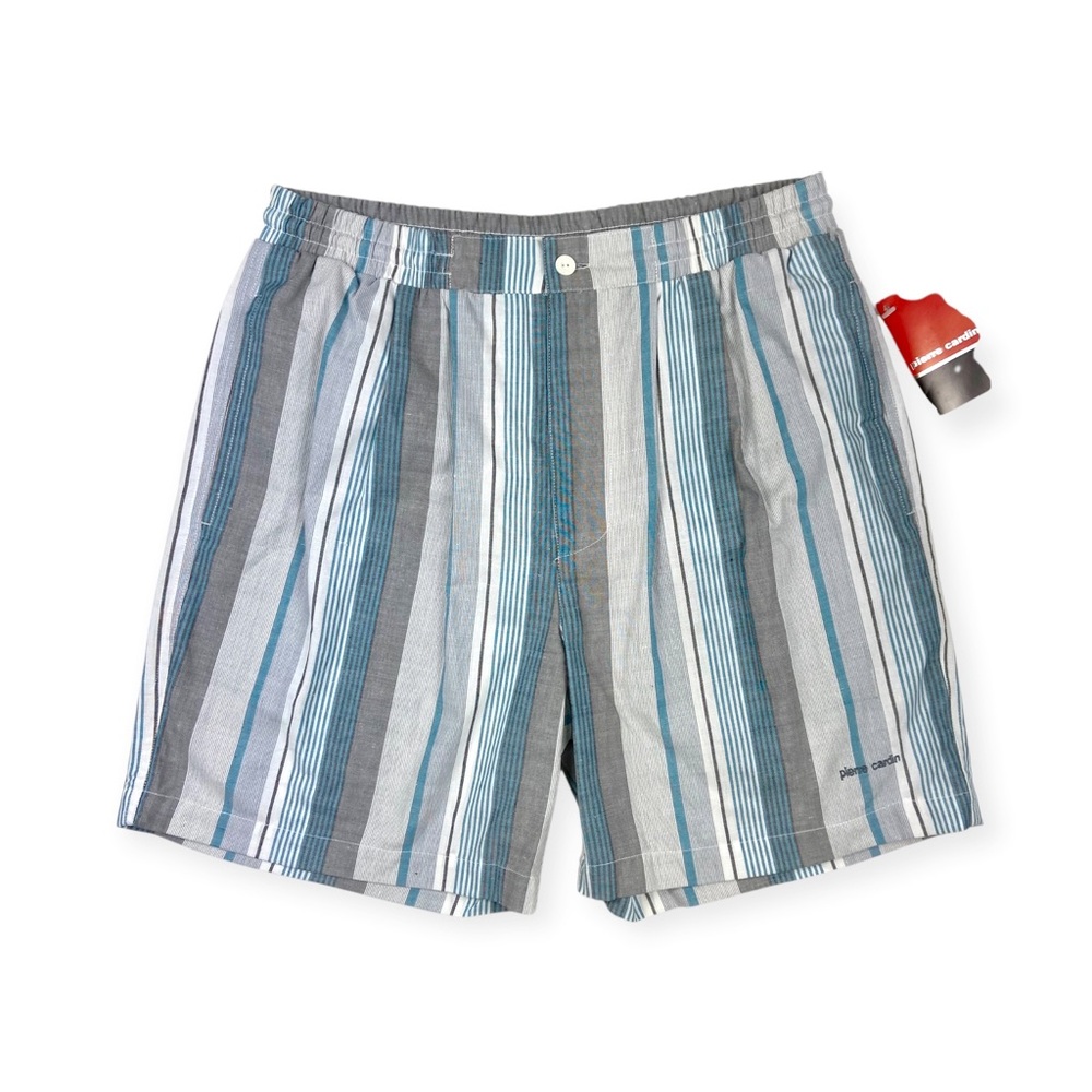 Pierre Cardin Vintage Blue & Gray Striped Swim Trunks